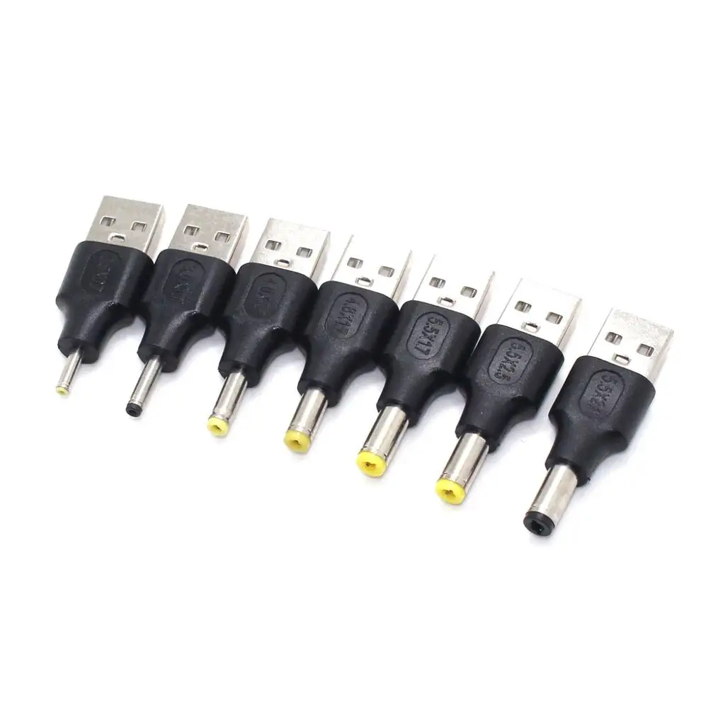 Convertidor de enchufe de alimentación USB a 5,5*2,5 4,0*1,7 5,5*1,7 2,5*0,7 3,0*1,1 * mm conector adaptador de conector de CC para Mini altavoz ventilador de enrutador