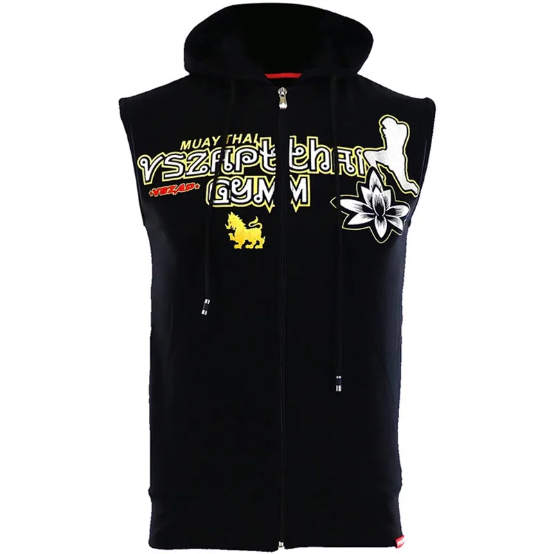 VSZAP-Sleeveless Cotton Hoodie, Sanda Team, MMA Fight, Fighting Muaythai, Fitness