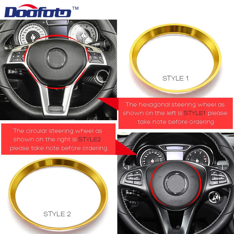 Doofoto anillo de cubierta de volante de coche para mercedes-benz W205 W212 W204 W124 W203 GLA W211 AMG, accesorios de coche, estilo Interior