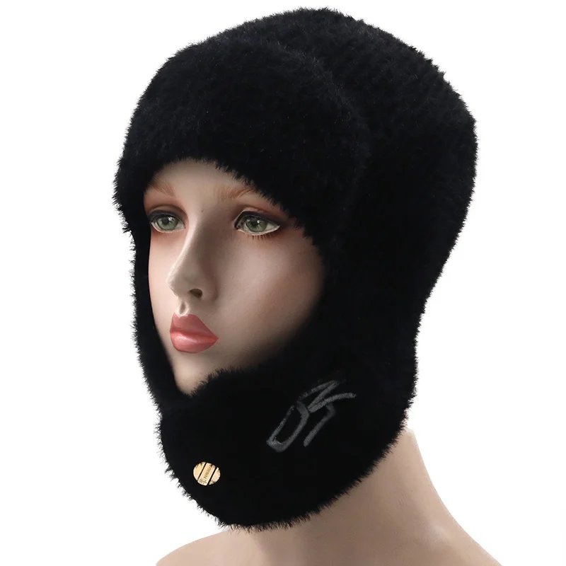 

Women Wool Knitted Hat Ski Hat Sets For Female Windproof Winter Outdoor Knit Warm Thick Siamese Scarf Collar Warm Hat Girl Gift