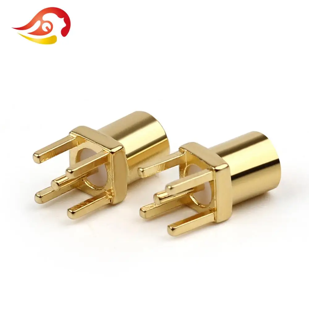 QYFANG MMCX Female Pin Audio Jack PCB Mount With Soldering Straight 24K Gold Plated Copper Wire Connector Metal Adapter