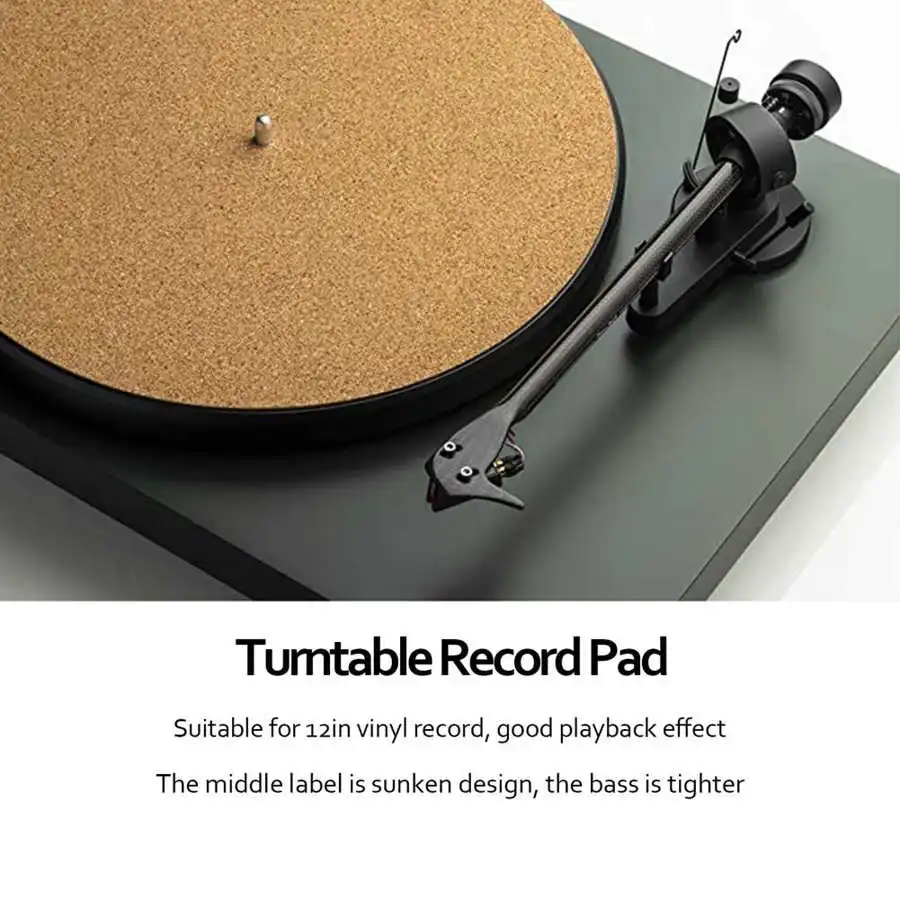 12in Record Pad Soft Cork Anti-Static Non-Slip Turntable Slipmat Pad Diameter 295mm for Phonograph Turntable Vinyl Record Player