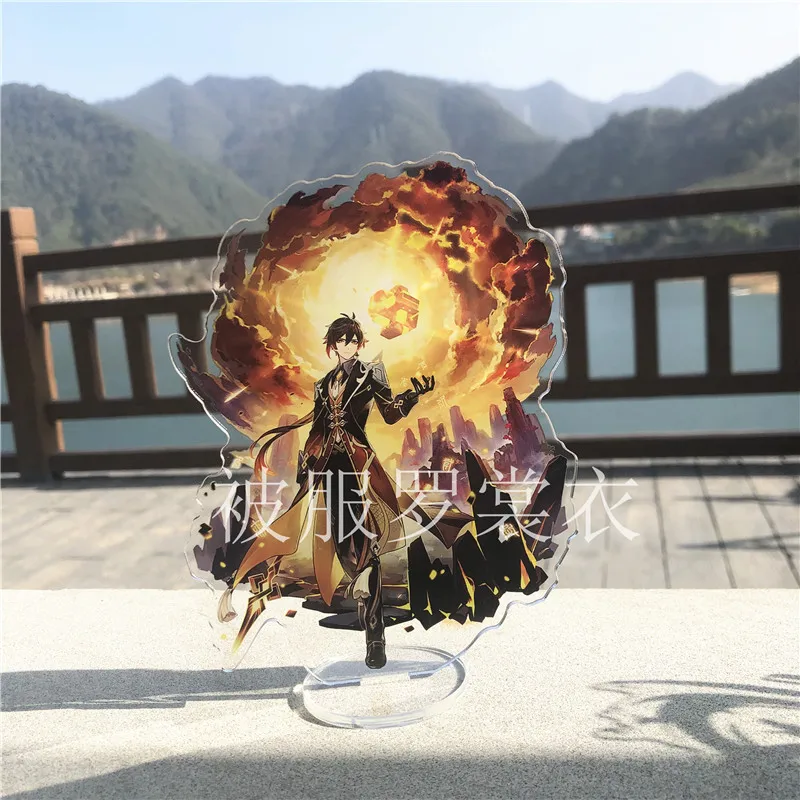 Genshin Impact Albedo Zhongli Diluc Ragnvindr Ganyu Hu Tao Large Acrylic Stand Figure Model Plate Desktop Decor Game Cosplay