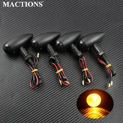 Motorcycle Bullet Turn Signals Indicators Blinker Lights Lamp Black For Harley Cruiser Chopper Cafe Racer For Honda For Kawasaki