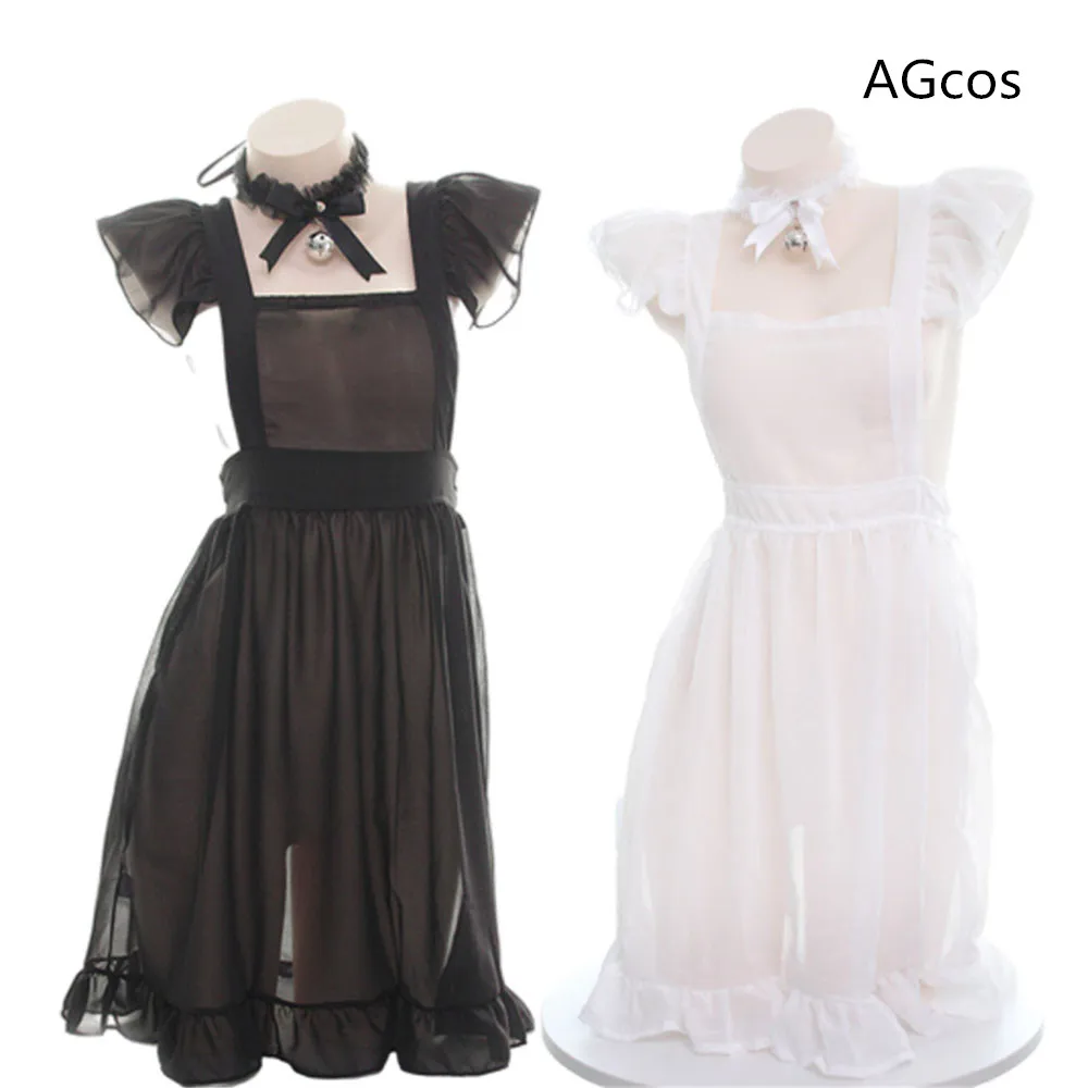 AGCOS Original Design Semi-transparent Maid Dress Cosplay Woman Lace Lingeries Sexy Cosplay