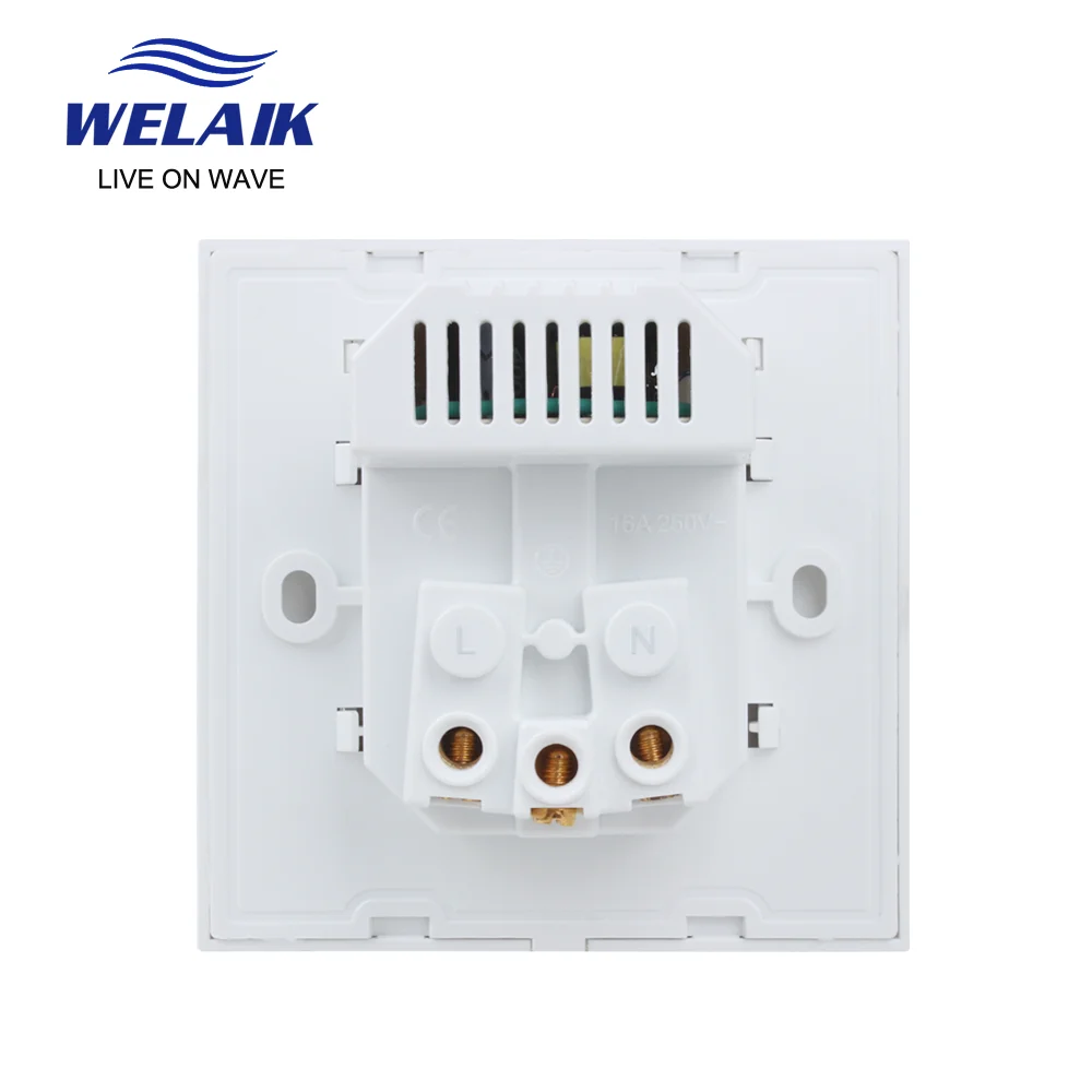 WELAIK Tempering-Glass-Panel EU Wall-Power Socket-and 2USB Power-Socket  UK-Standard B18E2USW