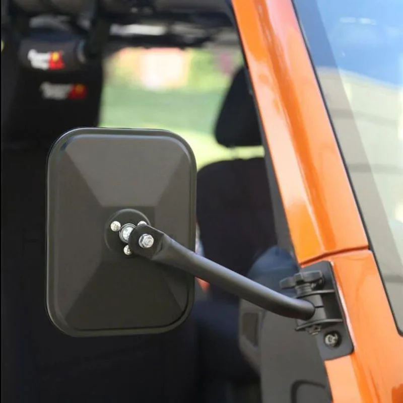 

1 Pair Quick Release View Mirror Rectangular Black For Jeep Wrangler TJ JK 1997-2017