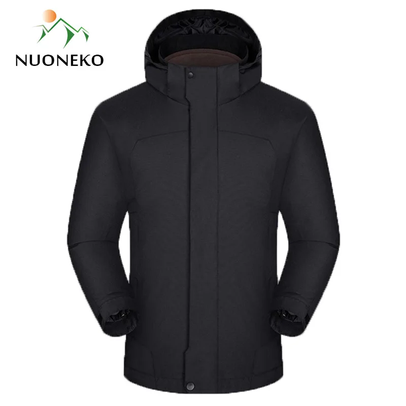 NUONEKO Men Women's Winter Camping Hiking Outdoor Thermal 2 Pieces Waterproof Jackets Fishing Camping Skiing Windbreaker JM03