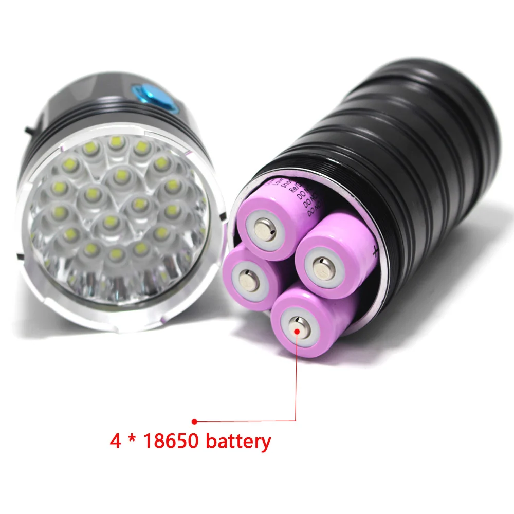 8000LM LED Flashlight 18xT6 Super Bright Torch USB Flash Lamp Hunting Camp indicator Light Use 4x18650 Battery