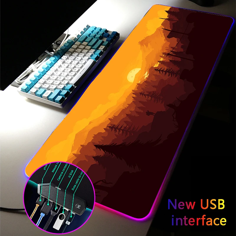 Multi-interface COWBOY BEBOP 400*800MM Large RGB Gaming Mouse Pad Typec Interface Docking Gamer Mousepad Dock USB HUB Desk Mat