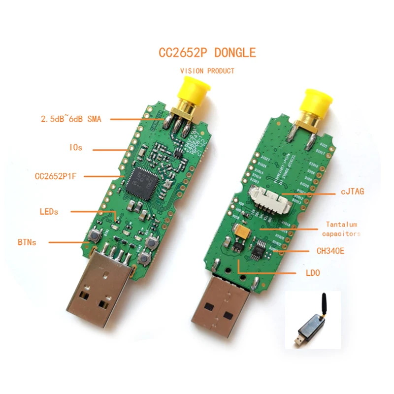 Zigbee CC2652P Dongle Zigbee2MQTT ZHA Home Assistant BLE adapter of development board for 2.4G multiprotocol RF