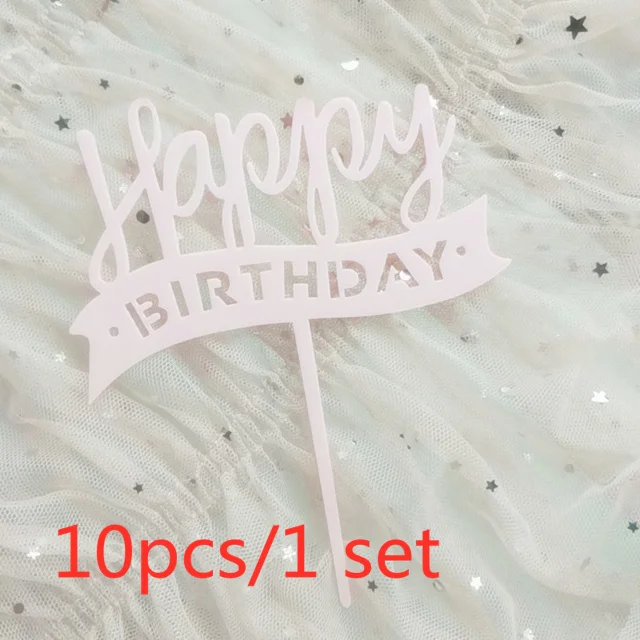10 Stück/Set Love Happy Birthday Tortendekoration Gold Acryl Kinder Geburtstag Tortenaufsatz für Hochzeit Party Kuchen Dekorationen Babyparty – Detail 11