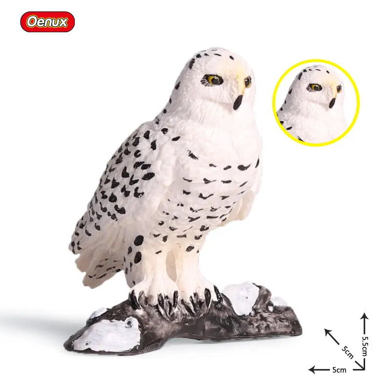 Oenux Lifelike Snowy Owl Bird Figurines Model PVC Bird Animals Action Figures Collection Toys For Kids Birthday Gift