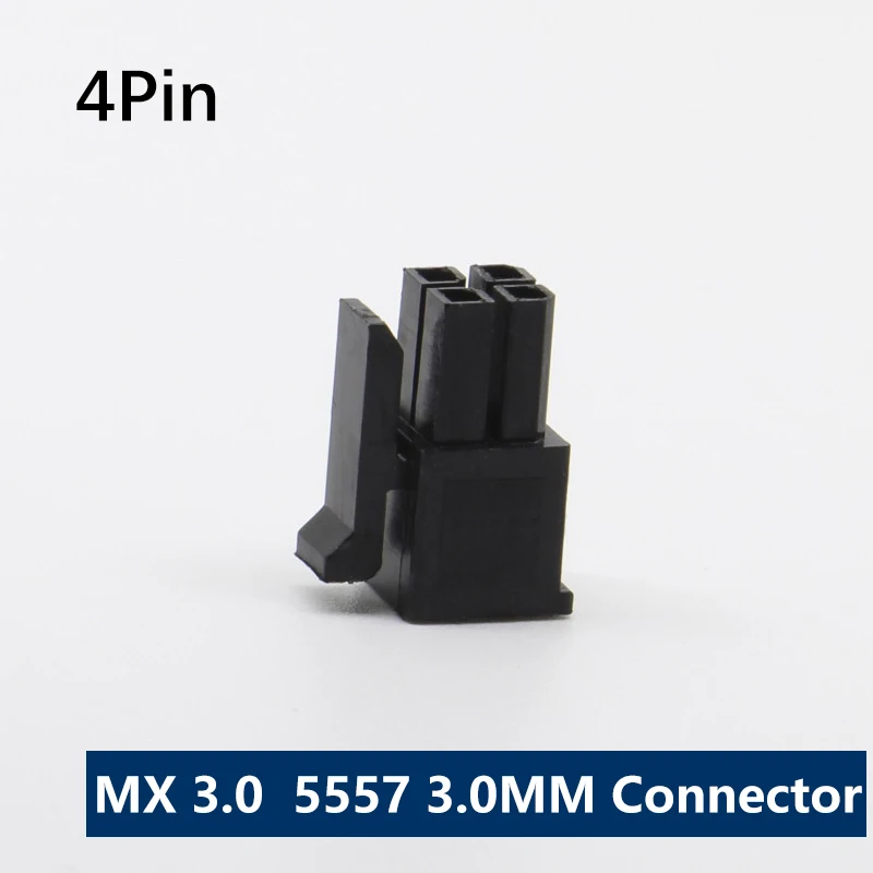 500PCS 4PIN Molex 3.0 Pitch 3.0 Connector 4P Small 5557 Male plug 2X2P Double Row MX3.0 3.0 Connector for Cable DIY