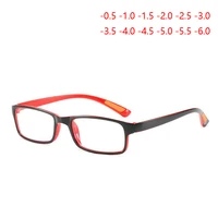 Gafas cuadradas ultraligeras TR90 para miopía con grado, gafas graduadas para estudiantes y mujeres, montura negra-roja-0,5-1,0 a-6,0