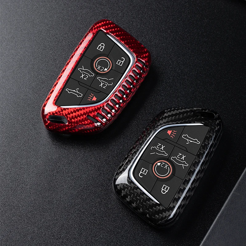 Real Carbon Fibre Smart Remote Key Fob Case Cover For Chevrolet C8 Corvette Z51 2020+ Keyless Entry Shell Trim Car Accessories