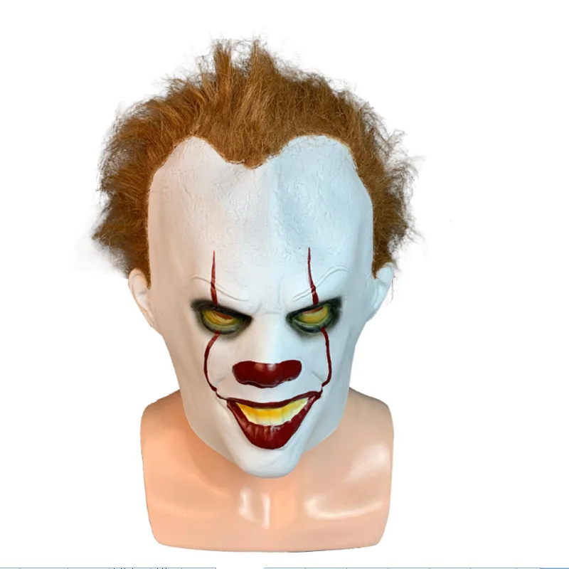 Cosplay Horror Clown Mask Stephen King's Mask Pennywise The eyes will shine Latex Halloween  monster Props costume party