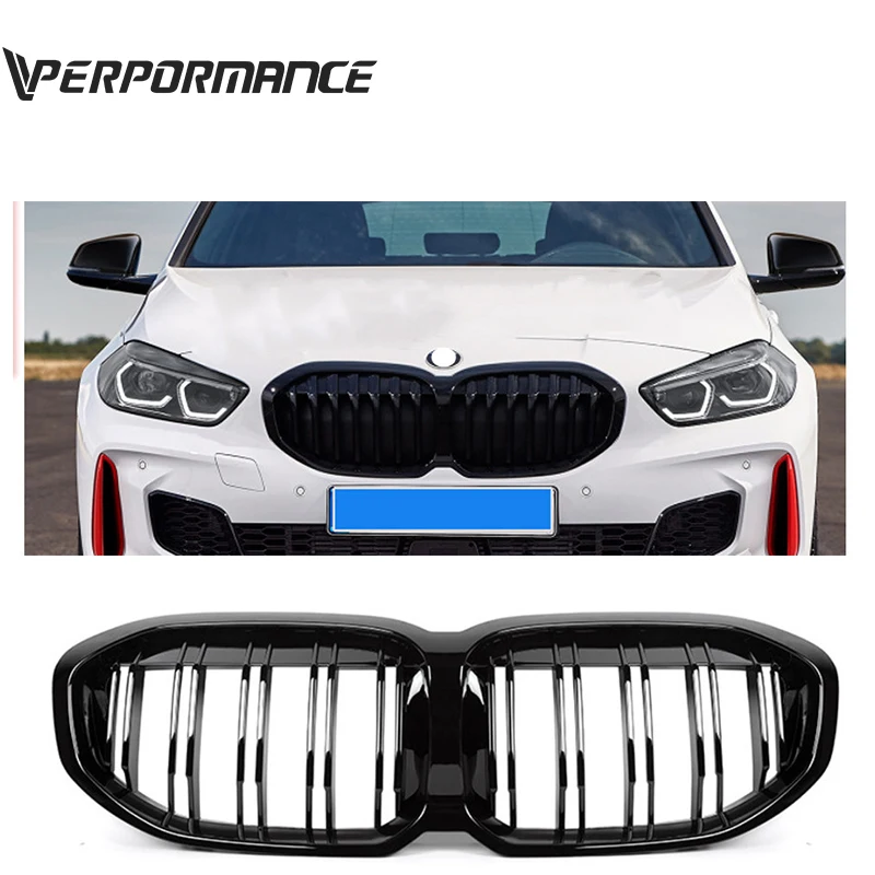 New Arrival Dual lines front grill shinny Black 1 Series F40 two lines car grilles car