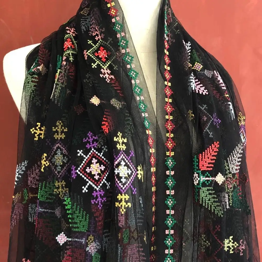 

LASUI 3 yards NEW Good quality Multicolor flower embroidery lace fabric ethnic style DIY dress skirt Clothing decoration X0705