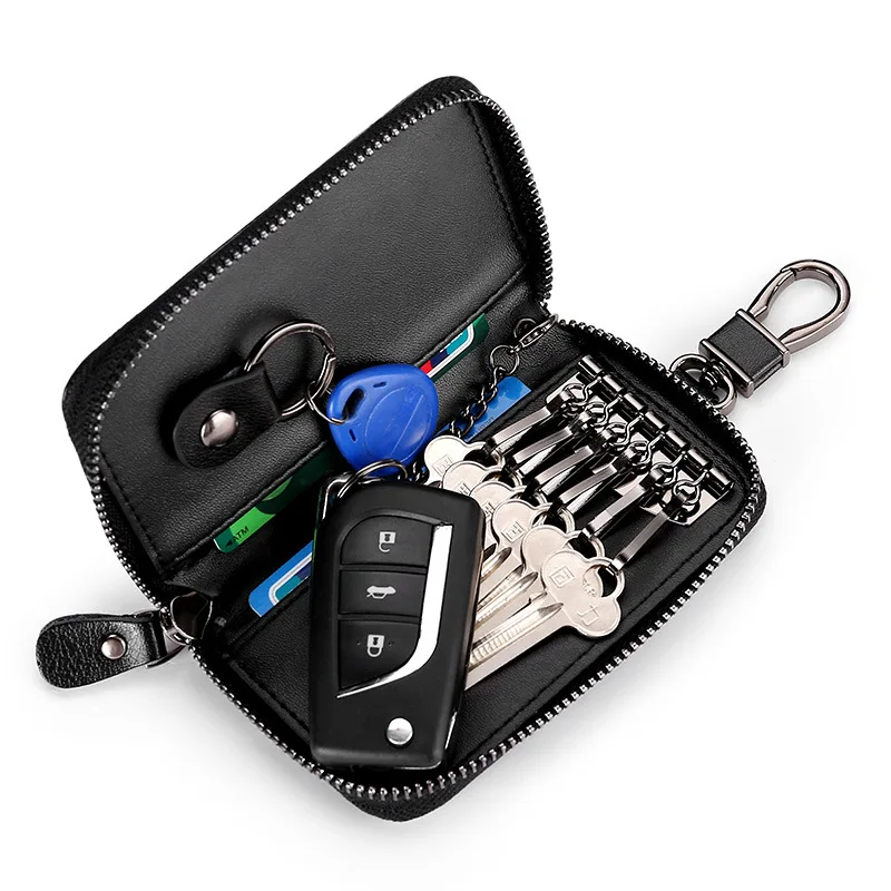 Genuine Leather Keychain Holder Fashion Multifunction Keys Organizer Wallet Men Car Key Case Ladies Smart Housekeeper Keys Pouch