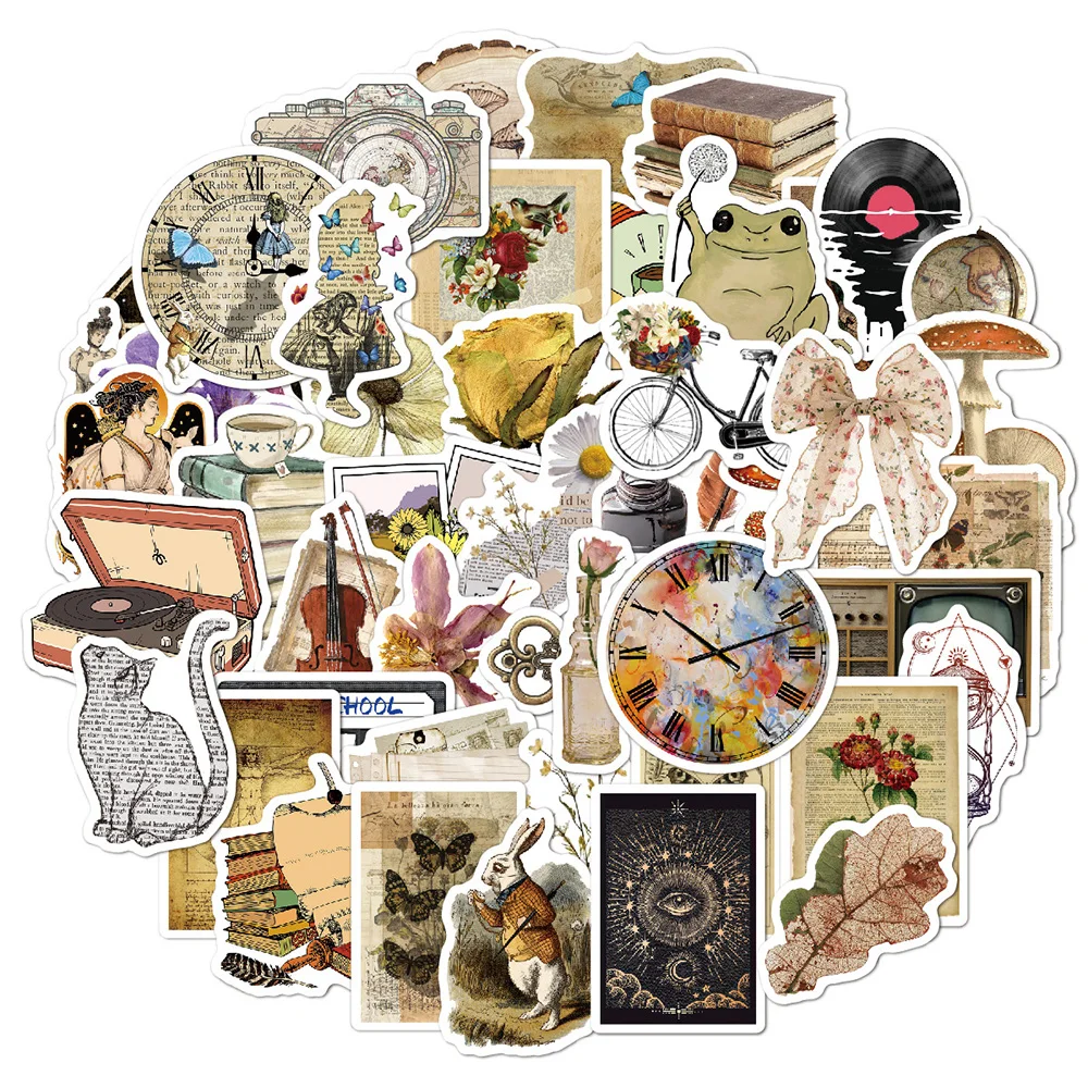 10/30/50pcs Ins Style Retro Vsco Girl Aesthetic Stickers Cartoon Graffiti Decals Laptop Guitar Luggage Car Waterproof Sticker