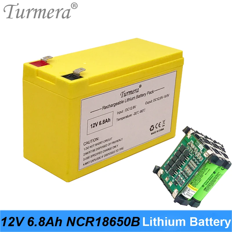 Lithium Rechargeable Battery Pack 12V 6.8Ah NCR18650B 3400mAh Cells for Electric Boat and Uninterrupted Power Supply 12V Turmera