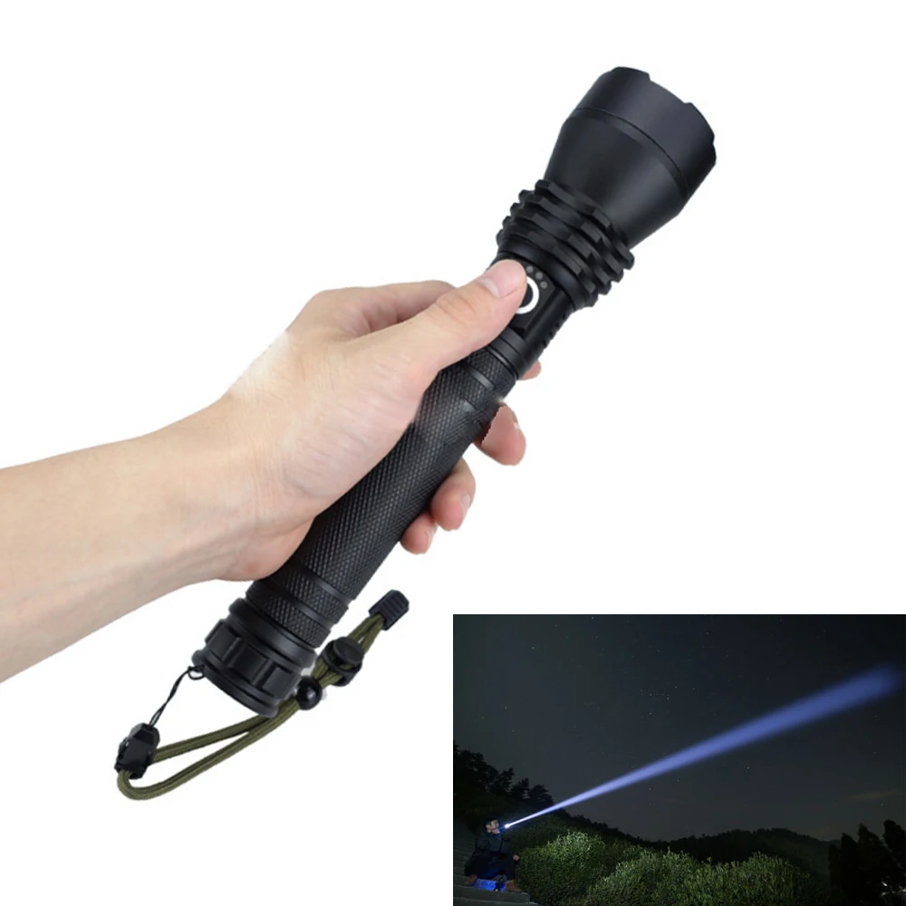 

LED Flashlight Telescopic Zoom XHP70 XHP50 200000LM USB Rechargeable 18650 Super Bright Flashlight Tactical Torch