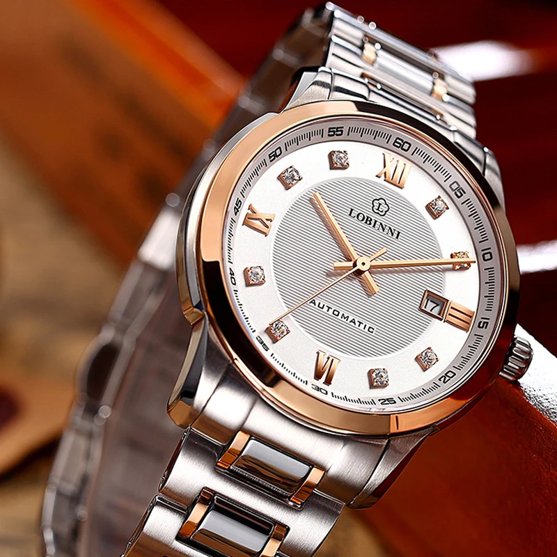 LOBINNI Business Men Stainless Steel MIYOTA Movement Automatic Mechanical Watch Date Clock Sapphire Glass Waterproof 50M Watches