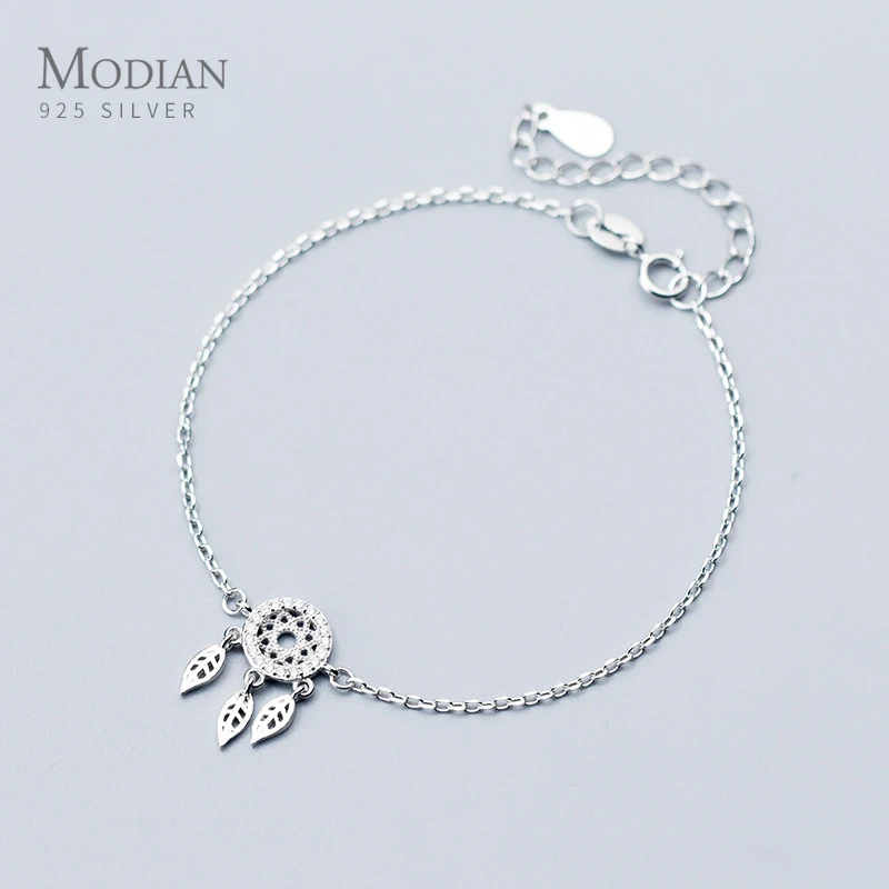 

Modian Hot Sale Dreamcatcher Leaves Sterling Silver 925 Bracelet for Women Fashion Link Chain Bracelet Wedding Gift Fine Jewelry