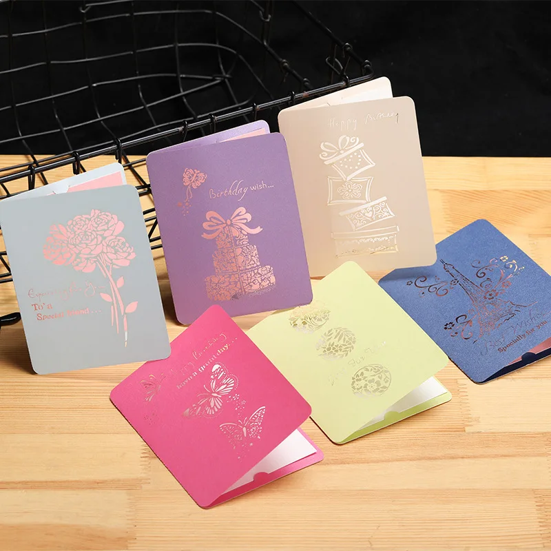 10Pcs Thank You Card Children's Birthday Card Laser Engraving Hollow Mini Greeting Card Envelope Set Blank Greeting Card