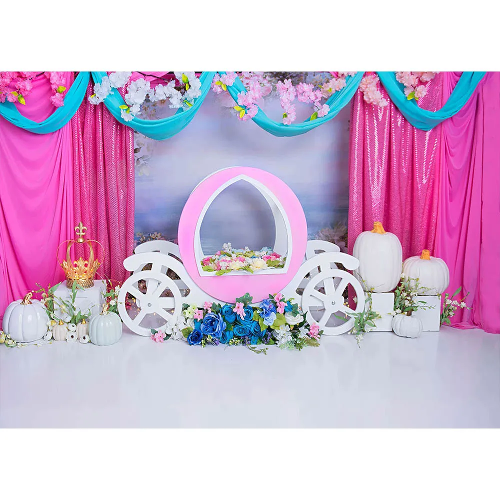 Mocsicka Happy Child Birthday Party фон для фотосъемки детский портрет фото фон цветочная карета тыква вечерние фоны