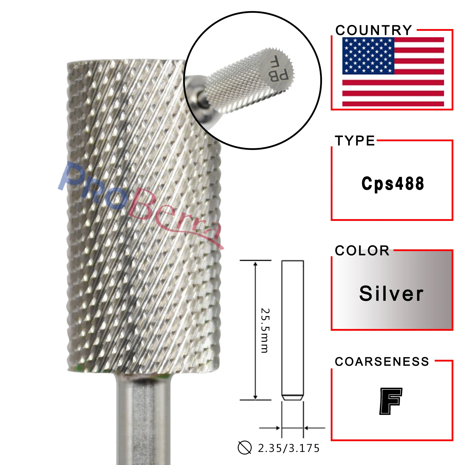 RolinStar 6.6 Großer Schaft Silber Stahl Karbid Hochwertig Gel-Nagellack-Entferner 4XC Acryl
