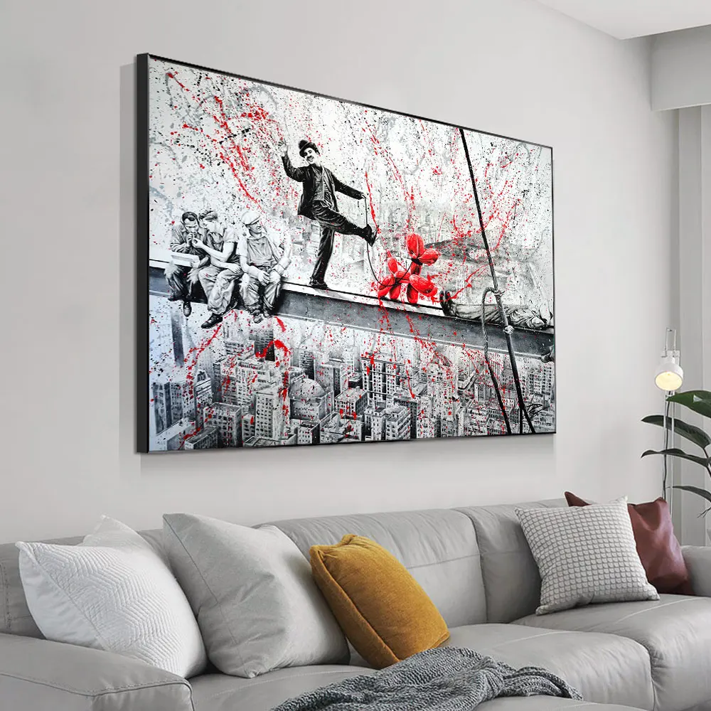 

Modern Graffiti Art Dog With Man Canvas Painting Poster Print Wall Art Picture For Living Room Home Decor Frameless