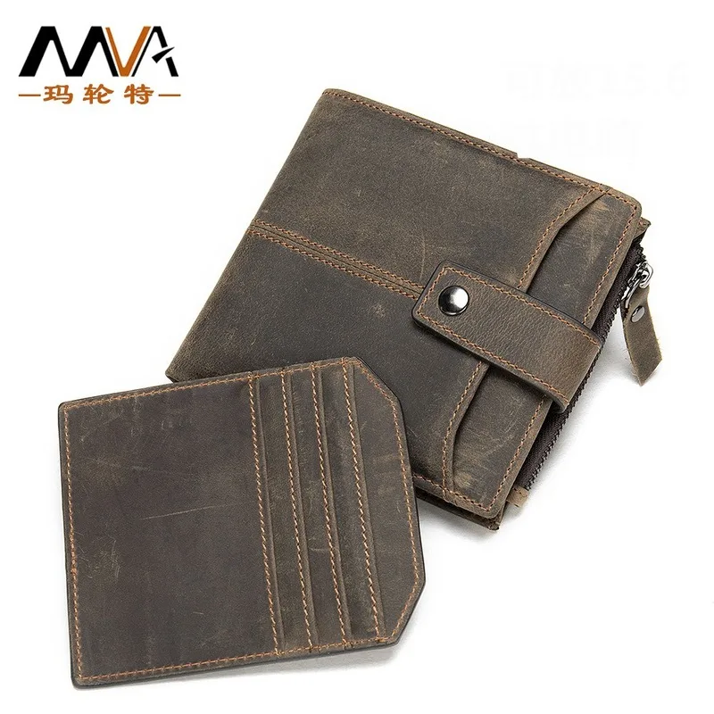 

Men's Wallet Retro Crazy Horse Leather Card Slot Wallet RFID Antimagnetic Anti-theft Brushed Leather Short Wallet Male