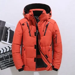 Brand Down Jacket Male Winter Parkas Men White Duck Down Jacket Hooded Outdoor Multi Pockets Thick Warm Padded Snow Coat Male