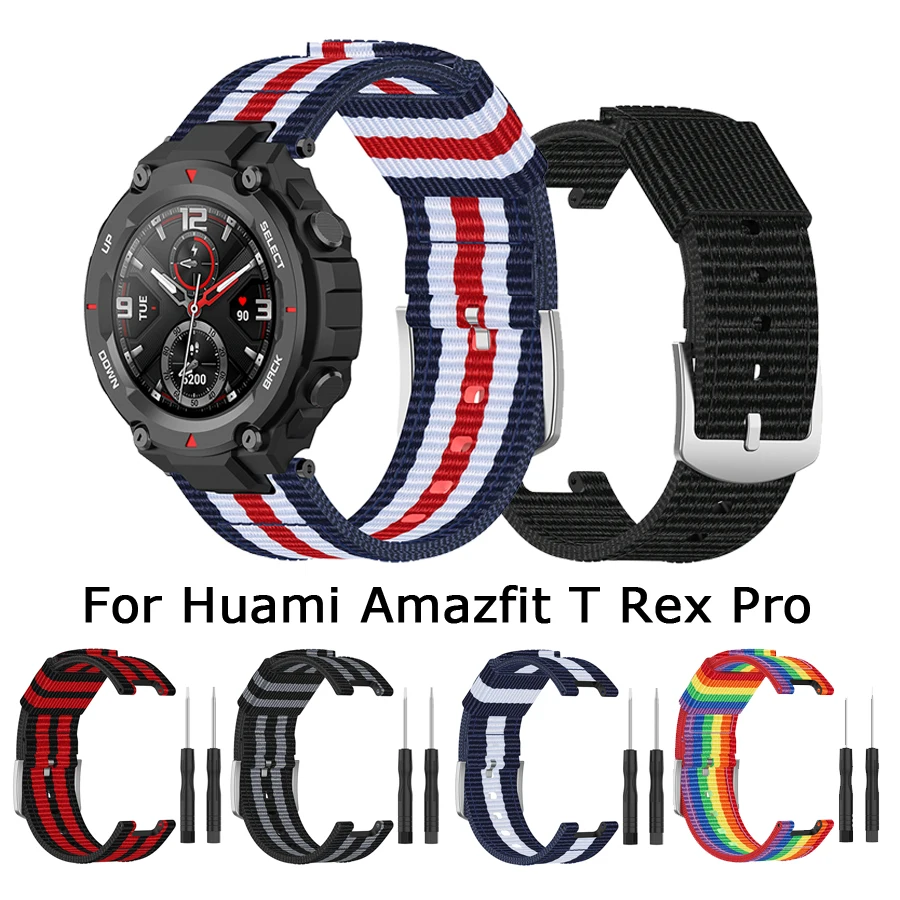 Canvas Strap for Huami Amazfit T-Rex Pro Smart Watch Band Sport Replacement Band Bracelet for Amazfit T Rex Strap Accessories