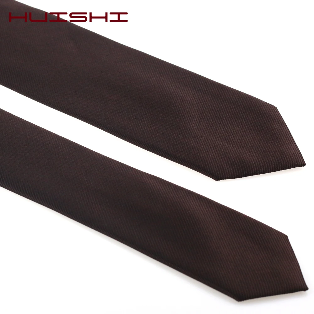 HUISHI-Corbata de boda para hombre, corbatas tejidas impermeables, ajustadas, color marrón sólido, traje de camisa de negocios, corbata de cuello, gran oferta, nuevo