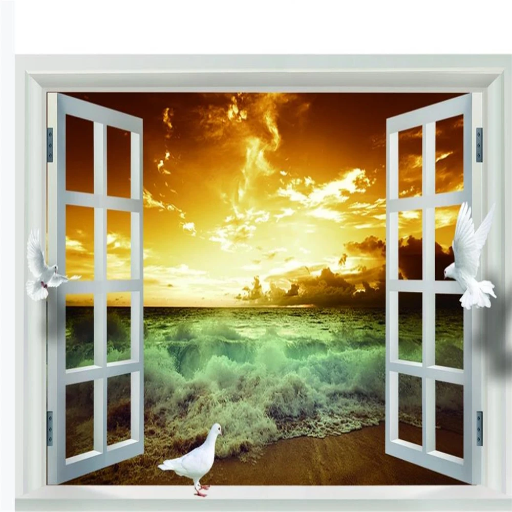 

3d murals wallpaper for living room Sea view 3D scenerywallpapers background wall outside the window