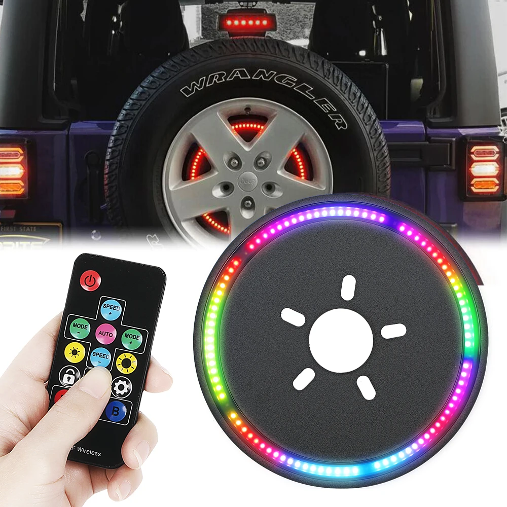 

RGB Brake Light LED Ring Spare Tire Wheel LED Rear TailLight for Jeep Wrangler JK TJ LJ YJ CJ Truck Top Marker Running Lights