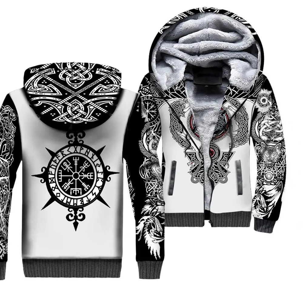 NewFashion Tessffel Tattoo Warriors God Odin Fenrir NewFashion Thicker Winter Tracksuit 3DPrint Harajuku Jacket Fleece Hoodies D