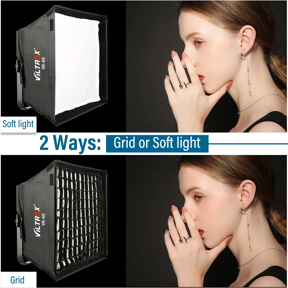 Viltrox 45X40CM VK-85/VK-40 35X30CM ซอฟท์บ็อกซ์ตารางแฟลชวิดีโอ LED + กระเป๋าหิ้วสำหรับเติมแสง VILTROX VL-40T VL-D85T