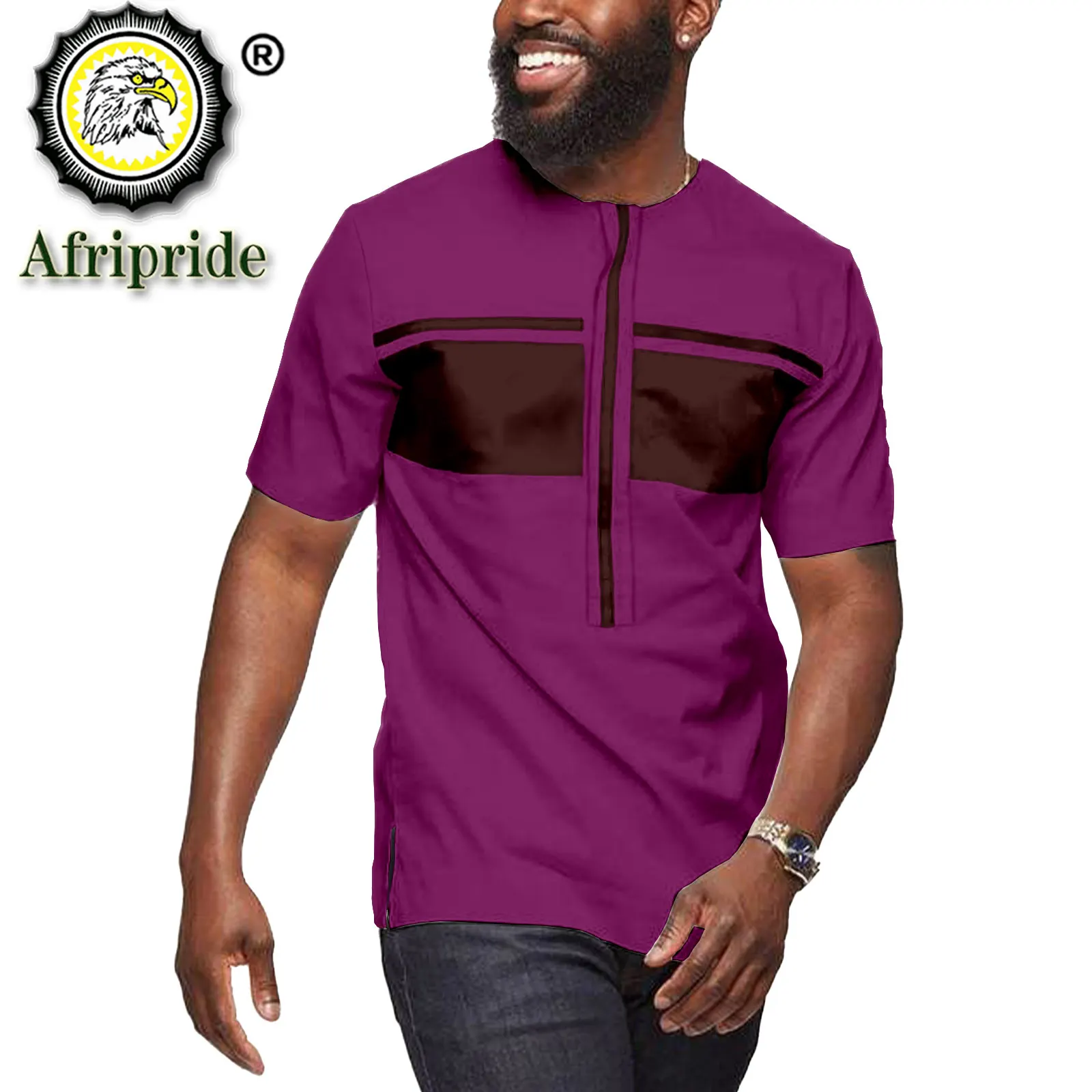 African Shirts for Men Short Sleeve Plus Size Casual Blouse Ankara Attire Slim Fit Bazin Riche Traditional Clothes S2112005