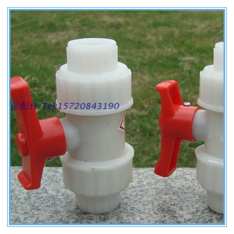 Шаровой кран, DN40/50/65/80, белый, из полипропилена, с ручкой, 4 точки, 6 точек
