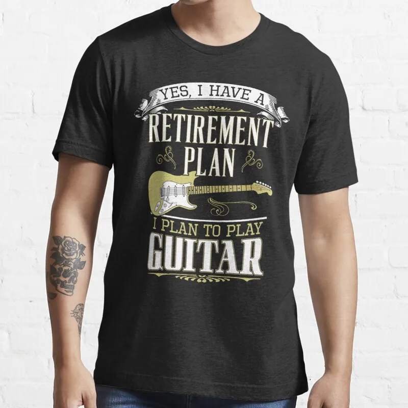 New Guitar - Retirement Plan T-Shirt Cotton Men Tee Shirt men shirt Custom aldult Teen unisex digital printing Tee shirt