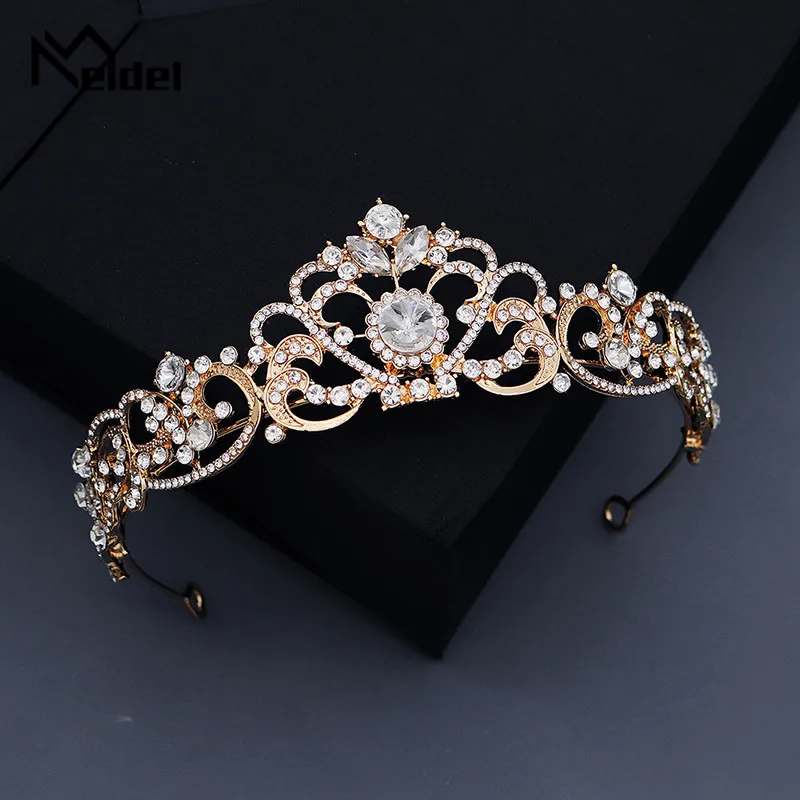 Meldel Hochzeit zubehör frau crown gold/silber braut schmuck handgemachte strass schöne mädchen geburtstag party kopfschmuck