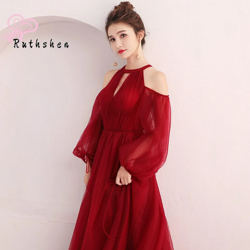 Thanh Lịch Plus Kích Thước Vũ Hội Đầm Đỏ Đậm Voan 2021 Mới Vestidos De Noite Cho Nữ Đảng