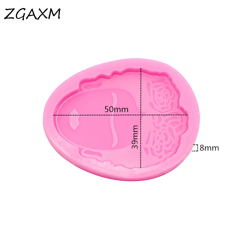 LM 715 Shiny Earring rose head silicone mold Food Grade Baking silicone Mould casting epoxy art supplies keychain clay Mould