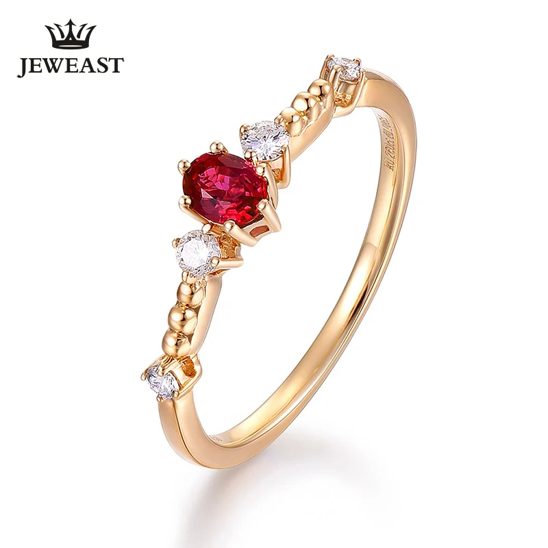 ENZO Natural ruby 18K Pure Gold 2023 New Hot Selling Top Ring Women Heart Shape Ring  For Ladies  Woman Genuine Jewelry