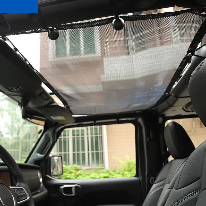 Sansour Car Top Sunshade Cover for Jeep Wrangler JL 2018+ Roof Anti UV Sun Protection Mesh Net for Jeep JL Wrangler Accessories