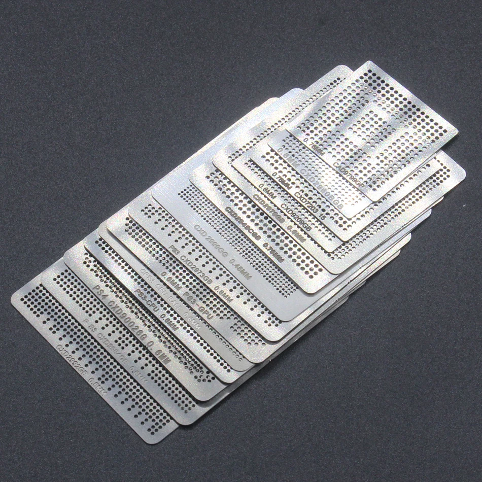 47pcs/set Direct Heat Reballing Universal Directly Stencils For Game Console PS3 CPU PS4 GPU XBOX CXD WII Chip repair template